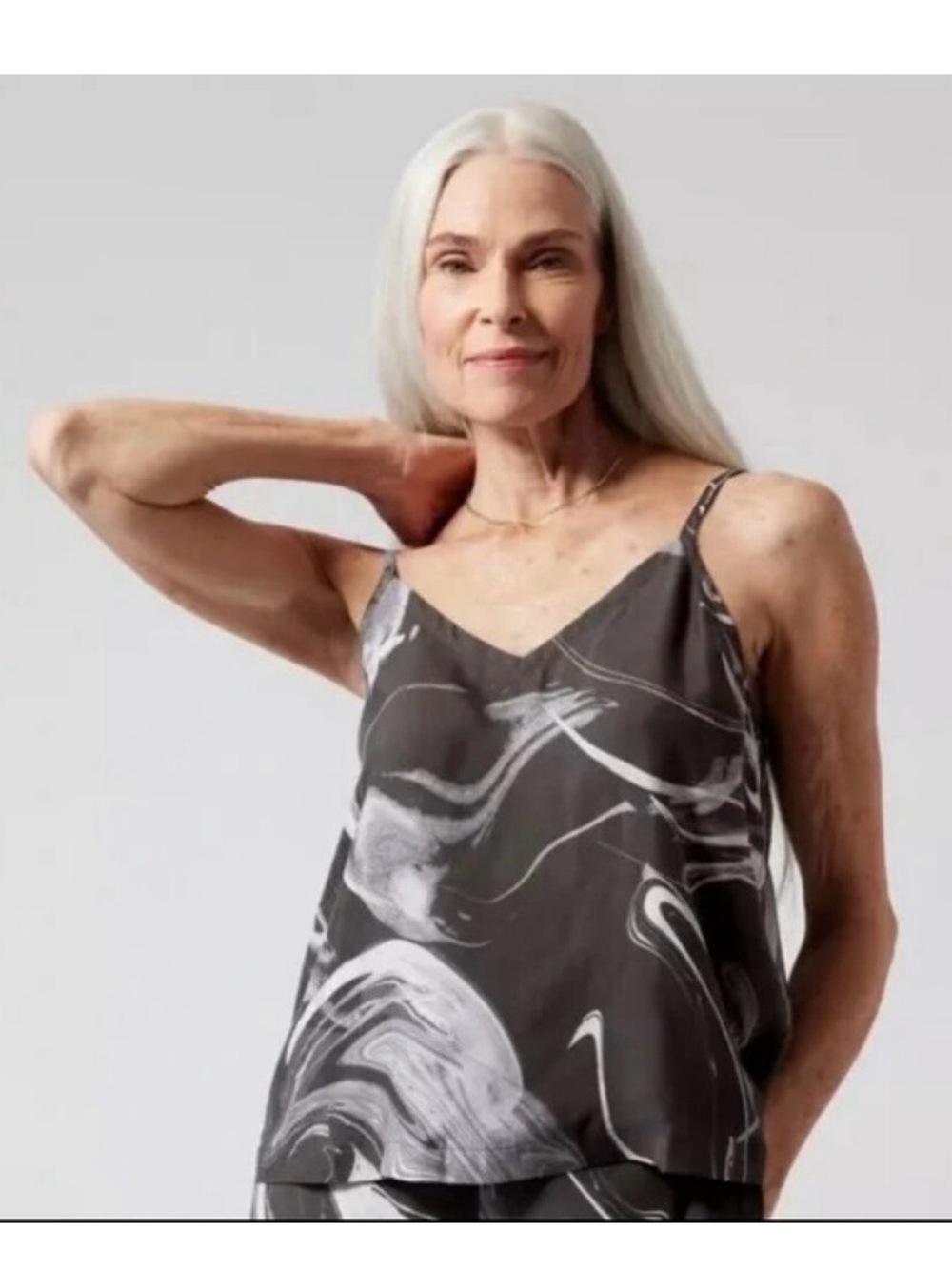 Athleta Calm Cool Cami Black & Gray Marble XS